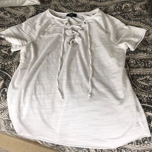 Vici white lace up burn out tee